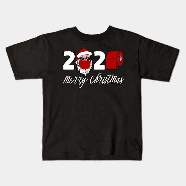 Merry Christmas 2020 masked santa claus Funny Matching Family Kids T-Shirt by Herotee